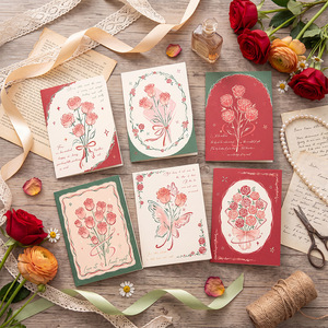 Biglietti d'Auguri Personalizzati Vintage con Rose Disegnate a Mano, Poesie d'Amore in Inglese, Messaggi di Confessione per San Valentino, Regali per le Festività - Product Image 1