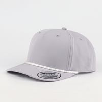 Casquettes de baseball en toile de coton grise à 5 panneaux structurés de haute qualité, personnalisables avec logo brodé, casquettes snapback, vente en gros