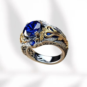ZhuQian Großhandel Legierung Retro Zweifarbiges Palastmuster Klassische Ringe Damen Kristall Strass Doppelschichtiger Luxus Einzigartiger <span class=keywords><strong>Ring</strong></span> - Product Image 4
