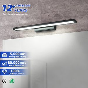 Applique murale LED moderne en aluminium noir, éclairage de salle de bain rectangulaire, lumière blanche chaude 3500K, plafonnier à montage en surface - Product Image 1