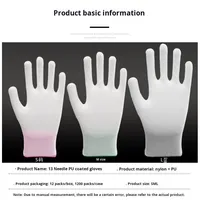 Guantes con Palma y Dedos Recubiertos de PU, Antideslizantes, Antiestáticos, Transpirables, con Puño de Punto, para Trabajo en Fábrica Electrónica