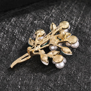 Broches de Estilo Chino de Aleación de Zinc con Cristales de Imitación, Diseño de Flor y Planta, para Mujer, para Fiestas, Moda, Pin de Corsage - Product Image 4