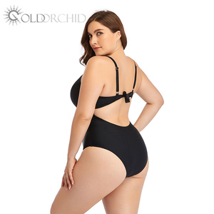 고품질 플러스 사이즈 블랙 원피스 비키니 수영복 비치웨어 - Product Image 5