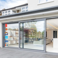 Porte coulissante à double vitrage en aluminium à rupture de pont thermique, insonorisée, coupe-vent, à économie d'énergie, pour hôtel et commerce AMJ NFRC
