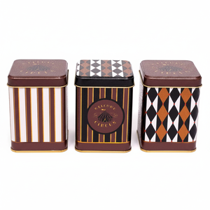 Ensemble 3 boîtes de rangement décoratives Vintage Circus Elegance Design 75X75X100mm Boîte carrée en métal Elegant Circus Circus Circus Style - Product Image 2