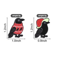 Badge en métal émaillé à motif festif d'oiseau noir, nouveauté sur le thème du corbeau, ornement de collection pour veste et chapeau