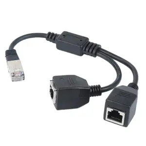 Hot Male Ke 2 Female 2 Cara Port RJ45 Kabel Ekstensi Konektor Splitter Jaringan Ethernet Router LAN Adaptor Colokan Port Ganda