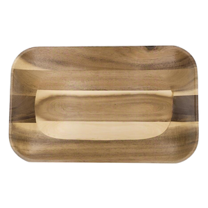 Plateau de service en bois Plateau de nourriture en acacia fait à la main Plateau d'apéritif en bois naturel rectangulaire - Product Image 2