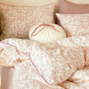 Thấp Moq Tùy Chỉnh Thực Vật Vườn In Phục Sinh Chủ Đề Duvet Cover Set Mềm In Bông Đường Ống Cạnh Bộ Đồ Giường Tấm Ga Giường Bộ - Product Image 1