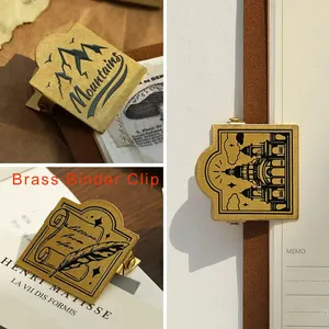 Factory Wholesale Custom Logo Design High Quality Brass Binder Clip Vintage Brass Paper Clip