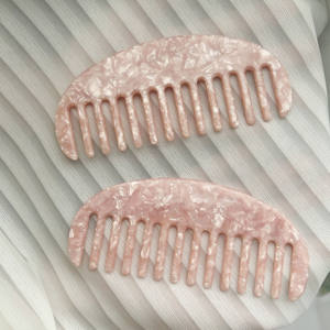SAIYII vendita calda all'ingrosso 4mm di spessore rosa donne acetato pettine a denti larghi accessori per capelli in marmo coreano pettini per capelli personalizzati - Product Image 3