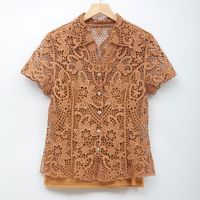 Vente en gros Chemisiers pour femmes Chemises à manches courtes Cardigan brodé en dentelle Hauts 2 pièces Nouveaux chemisiers décontractés élégants pour femmes Hauts
