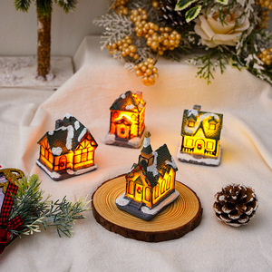 บ้านเรซิ่นเรืองแสงขนาดเล็กสำหรับตกแต่งหมู่บ้านหิมะในเทศกาลคริสต์มาส ขนาด 9x6.5x4 ซม. - Product Image 4