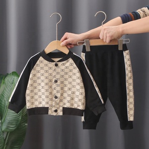 Setelan baju anak laki-laki, setelan baju anak katun olahraga Musim Semi dan Gugur, baju + celana 2 potong, kaus lengan panjang + celana, anak laki-laki 0-5 tahun - Product Image 1