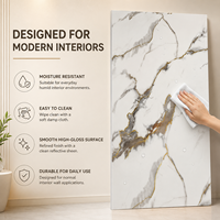 Panneau mural décoratif en PVC MORLENX, feuille de marbre UV blanc, gris et or, pour salon et intérieur commercial