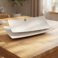Assiettes en mélamine blanches réutilisables, pièces, vente en gros