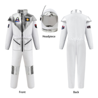 Ensemble de costumes d'astronaute pour enfants, combinaison argentée avec capuche de casque, fermeture éclair sur le devant, tenue pour fête d'Halloween, cosplay
