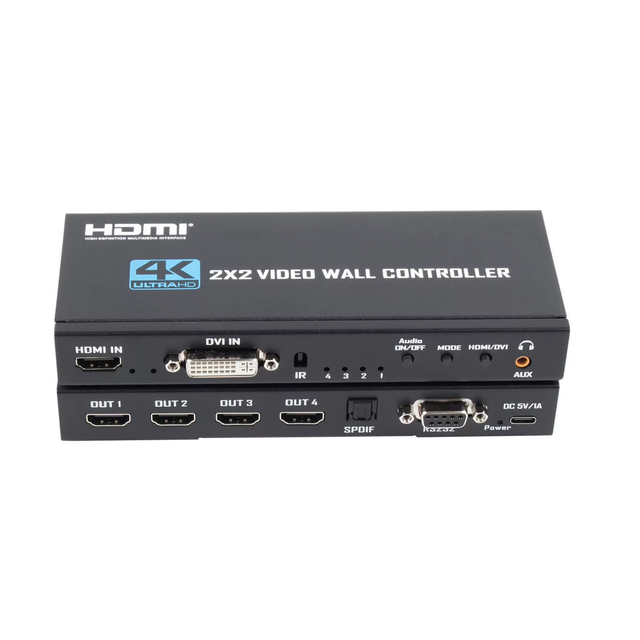 3*3 4K Video Wall Controller 9 H DMI Output Splicing Processor,H DMI&DVI Dual Input,180° Image Rotation IR Remote RS232 Control
