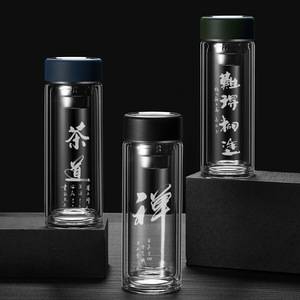 Double Wall Glass Cup With Filter Portable Travel Office Tea Cup 350Ml - Product Image 3