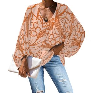 เสื้อเบลาส์แขนยาวผ้าชีฟองสำหรับผู้หญิงเสื้อพิมพ์<span class=keywords><strong>ลาย</strong></span>ชนเผ่าซามัว - Product Image 2