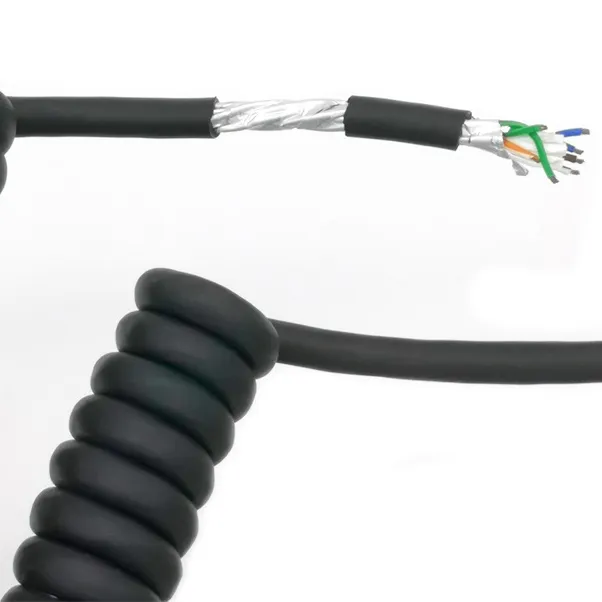 RJ45 Coiled Cable 8P8C TPU Spiral Cable Network Retractable Coil Cat5e FTP Patch Cable