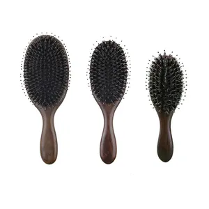 Top material sandalwood massage hair brush boar bristle brush 2 sizes oil head detangling comb