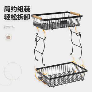 Panier à fruits moderne à double étage, organisateur de cuisine en acier au carbone, design minimaliste, support de rangement pour fruits et légumes - Product Image 3