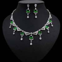 Ensemble de bijoux de luxe en zircon cubique pour mariage, fête, fiançailles, anniversaire, comprend un collier à pendentif, des boucles d'oreilles, idée cadeau