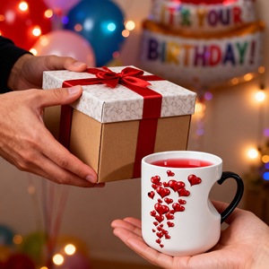 Taza Termocrómica de Cerámica con Grabado Personalizado, Mágica, que Cambia de Color en Forma de Corazón, Divertida e Innovadora, de 11 Onzas para Café - Product Image 3