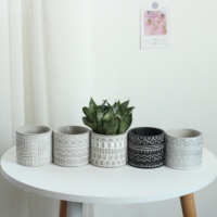 Offre Spéciale Design moderne intérieur/extérieur plante et Pot de fleur motif géométrique Pot en béton pour jardin forme ronde Offre Spéciale