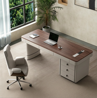 Bureau de direction ergonomique modulaire haut de gamme avec prise de courant intégrée, tiroir mobile et armoire de rangement – Idéal pour le bureau à domicile ou le bureau de patron