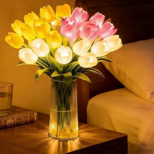 <span class=keywords><strong>Tulipani</strong></span> con Luce LED Fiori Artificiali di Tulipano Lampada da Tavolo Bouquet di <span class=keywords><strong>Tulipani</strong></span> Simulati Luce Notturna Regalo per Decorazione Casa - Product Image 1