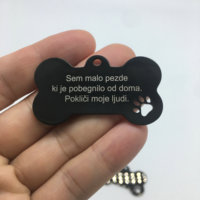 Forma de hueso de acero inoxidable personalizada con etiqueta de identificación de perro en blanco de pata para grabar información de mascotas