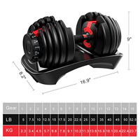 Haltères réglables Quick Select, 15 réglages, 24 kg, pour débutants et entraînement à domicile