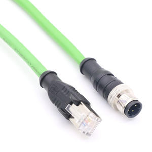 CAT5e M12 формованный кабель D-код 4Pin к RJ45 Cordset IP67 TPE 2*2 * 26AWG двухсторонний кабель в сборе для сети - Product Image 2