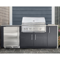 Set Kabinet Dapur BBQ Outdoor dari Baja Anti Karat 304 dengan Grill, Tahan Cuaca, untuk Taman atau Patio