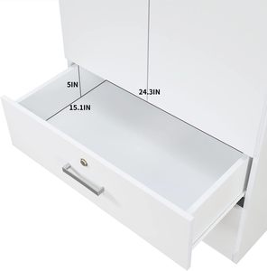 Meubles placard 2 casiers de porte, étagères réglables/tringles de suspension/tiroirs, armoire minimaliste moderne, chambre à coucher, <span class=keywords><strong>blanc</strong></span> - Product Image 5