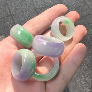 خواتم اليشم ثلاثية الألوان الأصلية ، خواتم عصرية من الحجر الطبيعي ، نوع ب اليشم مع شهادات ، خواتم اليشم الإبهام عالية الجودة للرجال - Product Image 5