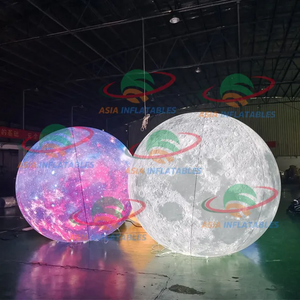 Décoration de fête sur le thème de l'espace, ballon gonflable planète, ballon gonflable Terre Lune neuf planètes, modèle lumineux LED suspendu - Product Image 1
