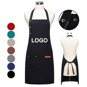 Delantales de Cocina de Lona Impermeables con Logotipo Personalizado, con Bolsillos Grandes y Correas Ajustables con Hebilla para Mujeres y Hombres, Delantal de Chef para Hornear - Product Image 1