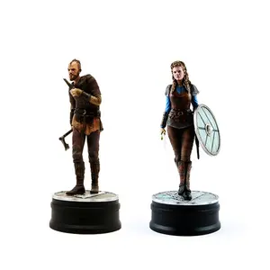 wholesale custom Decorative collection model statue Resin Viking legend miniature figurines of Floki and Lagertha