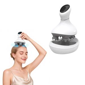 ポータブル電動自動シリコン製丸型ハンドヘルドヘア頭皮マッサージ器USBカスタムロゴヘッドマッサージャー揉み機能付き - Product Image 1