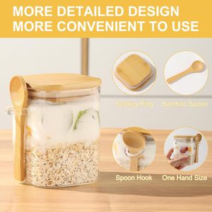 Yolowe Lọ Thủy Tinh MiệNg miệng rộng 540mlwide hộp đựng chuẩn bị bữa ăn kín gió yến mạch qua đêm có nắp đậy Hộp Đựng Ngũ Cốc chia Pudding - Product Image 4