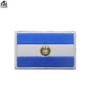 Quality Embroidery El Salvador Country Fabric Flag Patch Stick On Clothing Fabric Uniforms Hats