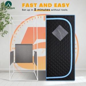 Tenda Sauna Inframerah Jauh Portabel yang Dapat Dilipat dengan Kursi, untuk Penggunaan di Rumah untuk Detoksifikasi, Pereda Nyeri Otot & Relaksasi - Product Image 2