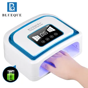 Blue Cordless UV Led Nail Lamp Wireless Nail Dryer 120W Rechargeable Polish Gel Curing Light With LCD Display For Home Salon