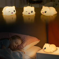 Lampe d'ambiance chat Kawaii, lampe animale mignonne, alimentée par USB, rechargeable, décoration de chambre, lampe LED en silicone pour bébé, enfant, crèche