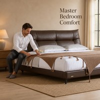 Cadre de lit de rangement moderne en bois massif sur mesure, taille Queen, origine chinoise, mobilier pour hôtel et appartement Qunjun QJ-26C006
