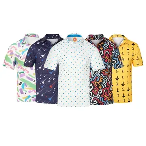 Custom logo high quality graphic print quick dry slim fit knit sublimation running shirt golf polo shirts
