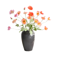 Promo! Bunga Poppy Buatan Tangan 4 Tangkai Warna Putih Oranye Pink, Bunga Poppy Sutra Artifisial untuk Dekorasi Halloween dan Rangkaian Bunga Rumah